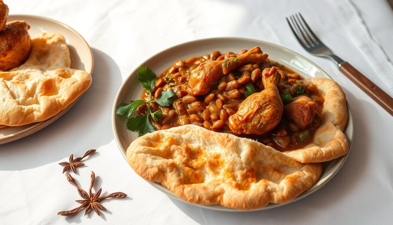 Rfissa (Chicken with Lentils and Fenugreek over Msemen Bread)